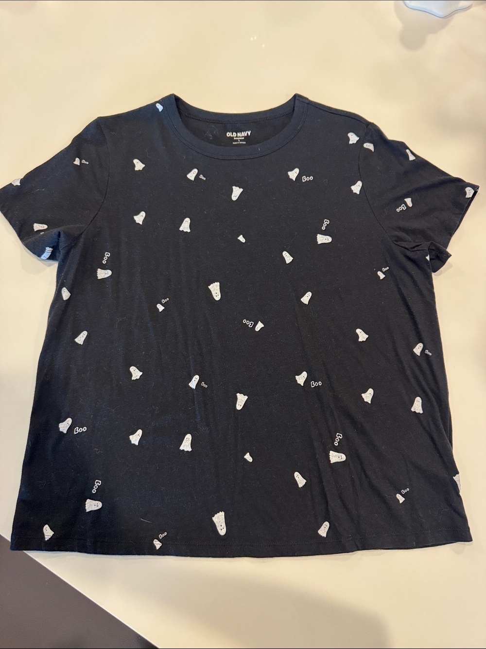 Old Navy Halloween Short Sleeve Tee with White Ghost Motif